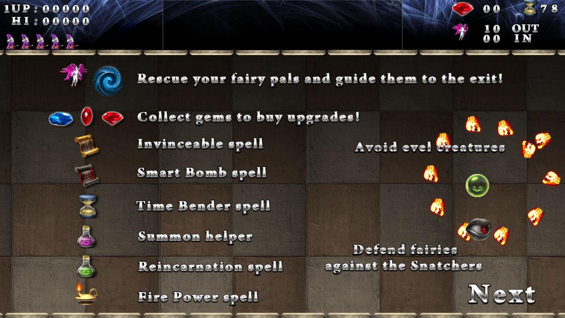 Fairy Fire - Help Screen